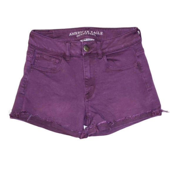American Eagle Outfitters Pants - AEO Hi-Rise Shortie Super Stretch Shorts Size 4 Purple American Eagle Outfitters